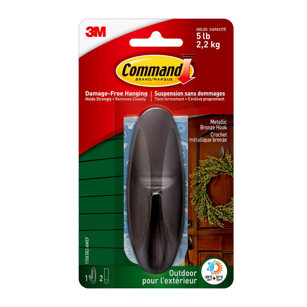 3M Command™ Outdoor Designer Hook with Foam Strips